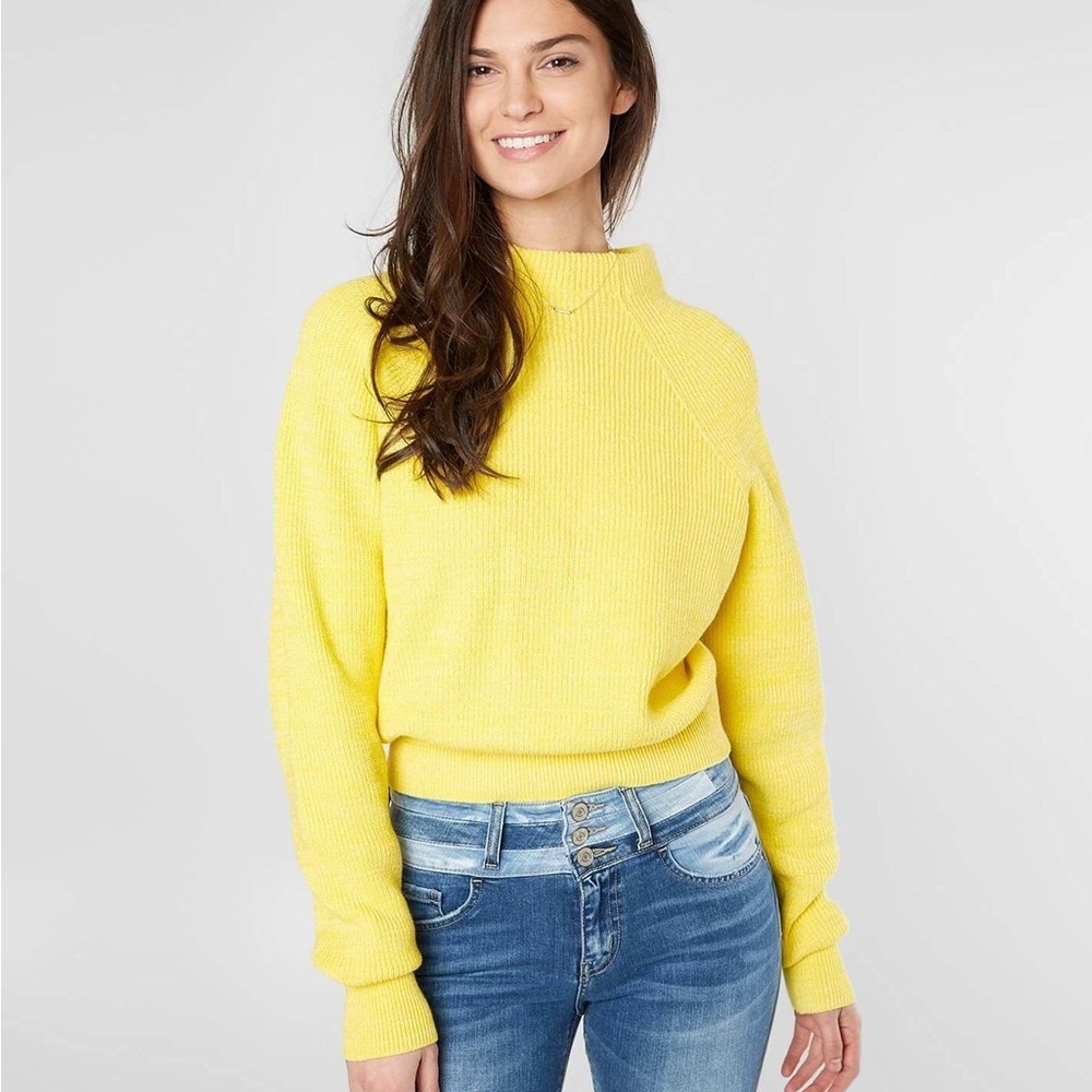 Free People Bright Yellow Turtleneck Sweater